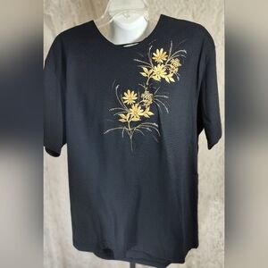 The Way Black Top With Gold Embroidery